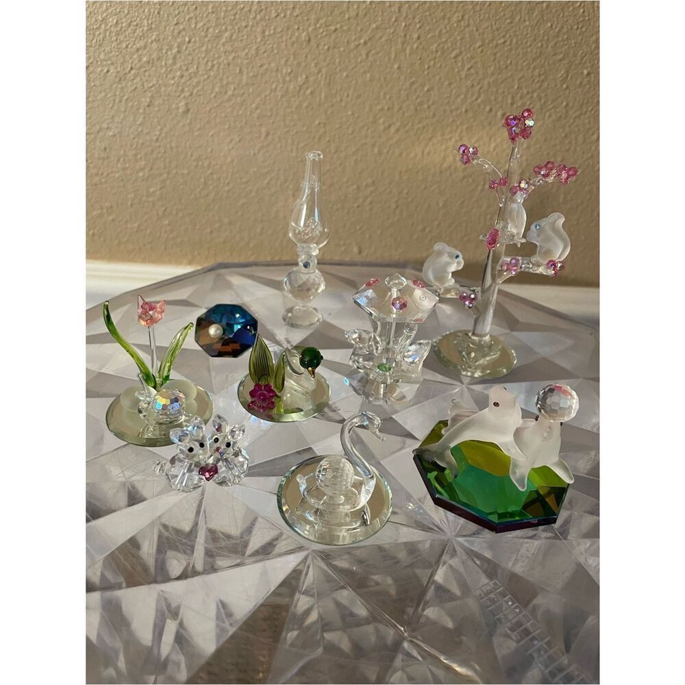 Swarovski Crystal and Crystal Animal Figures Lot 9 Pieces Excellent Condition